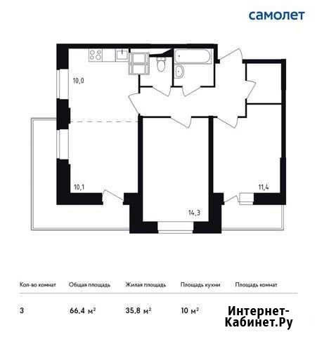 3-комнатная квартира, 66.4 м², 22/25 эт. на продажу в Красногорске Московской области Красногорск - изображение 1