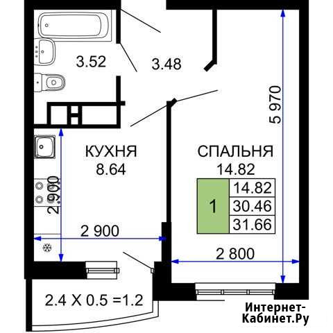 1-комнатная квартира, 31.7 м², 22/24 эт. на продажу в Краснодаре Краснодар - изображение 1