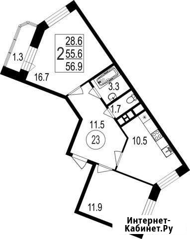 2-комнатная квартира, 56.9 м², 6/7 эт. на продажу в Мытищах Мытищи - изображение 1