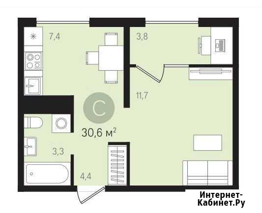 1-комнатная квартира, 30.9 м², 6/14 эт. на продажу в Видном Видное - изображение 1