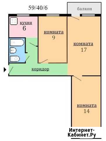 3-комнатная квартира, 59 м², 3/5 эт. на продажу в Екатеринбурге Екатеринбург - изображение 1