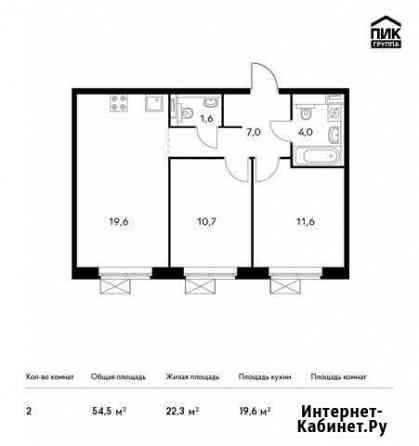 2-комнатная квартира, 54.5 м², 11/16 эт. на продажу в Видном Видное