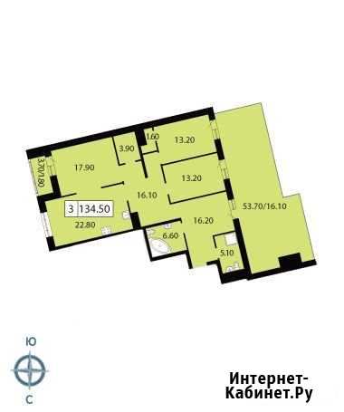 3-комнатная квартира, 136.3 м², 11/14 эт. на продажу в Санкт-Петербурге Санкт-Петербург - изображение 1