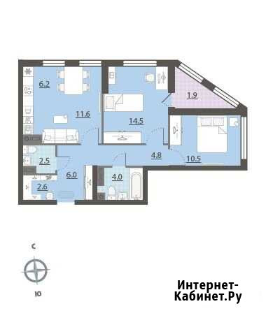 3-комнатная квартира, 65.4 м², 23/32 эт. на продажу в Екатеринбурге Екатеринбург - изображение 1