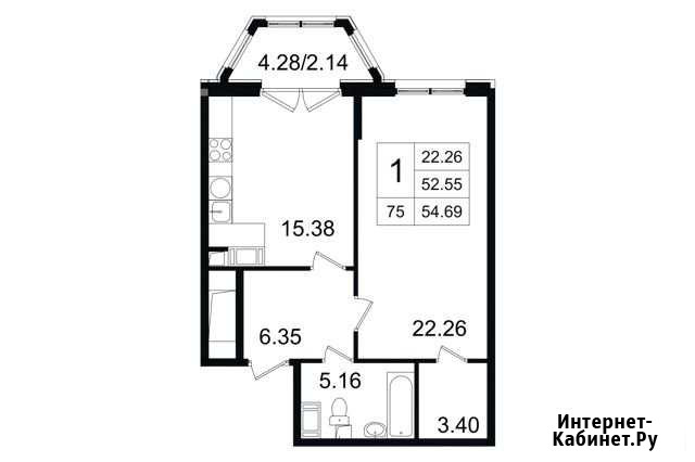1-комнатная квартира, 54.7 м², 5/9 эт. на продажу в Санкт-Петербурге Санкт-Петербург - изображение 1