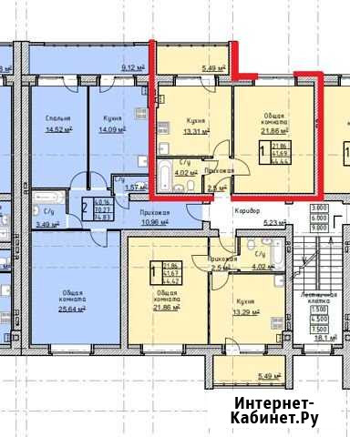 1-комнатная квартира, 44 м², 1/4 эт. на продажу в Тамбове Тамбов - изображение 1