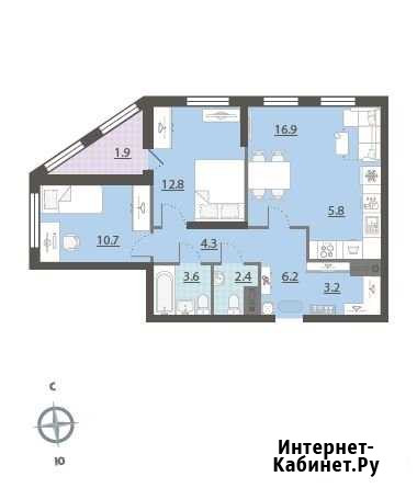 3-комнатная квартира, 68.4 м², 23/32 эт. на продажу в Екатеринбурге Екатеринбург - изображение 1