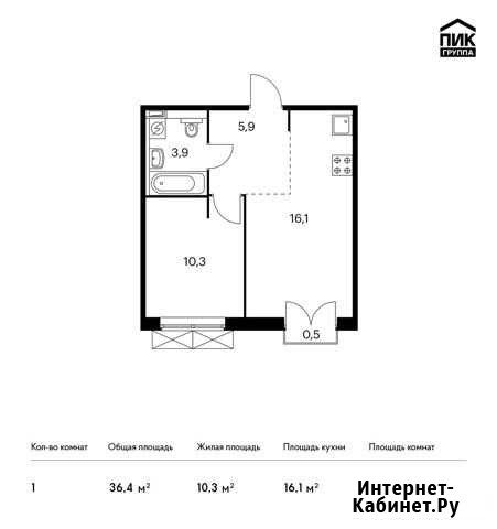 1-комнатная квартира, 36.4 м², 9/9 эт. на продажу в Московском Московской области Московский - изображение 1