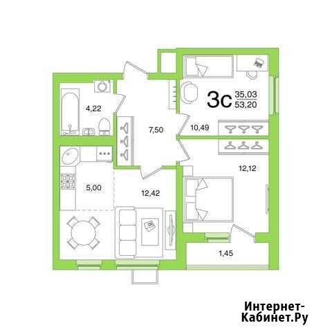 3-комнатная квартира, 53.2 м², 4/26 эт. на продажу в Уфе Уфа - изображение 1
