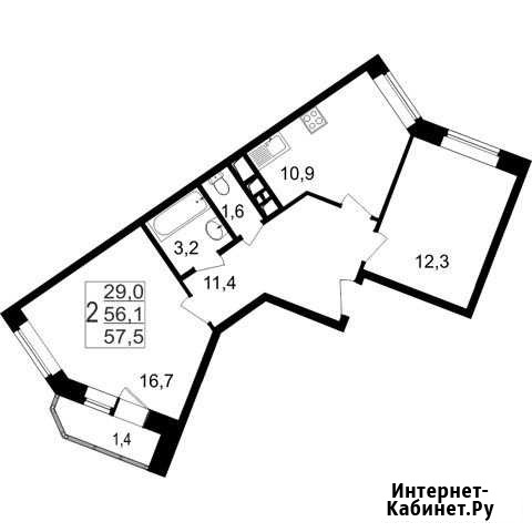 2-комнатная квартира, 57.5 м², 5/7 эт. на продажу в Мытищах Мытищи - изображение 1