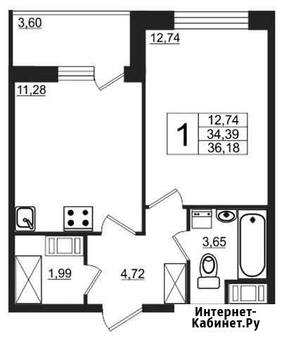 1-комнатная квартира, 36.2 м², 24/24 эт. на продажу в Санкт-Петербурге Санкт-Петербург - изображение 1