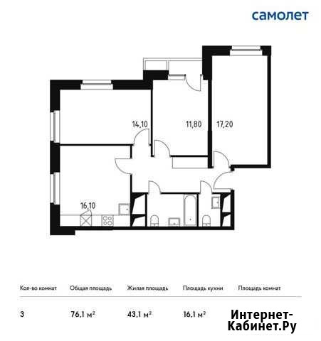 3-комнатная квартира, 76.1 м², 29/32 эт. на продажу в Одинцово Одинцово - изображение 1