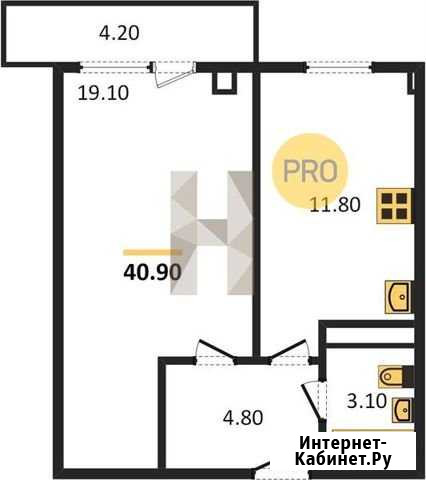 1-комнатная квартира, 43 м², 15/20 эт. на продажу в Челябинске Челябинск - изображение 1