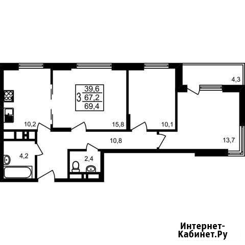 3-комнатная квартира, 69.4 м², 2/17 эт. на продажу в Мытищах Мытищи - изображение 1