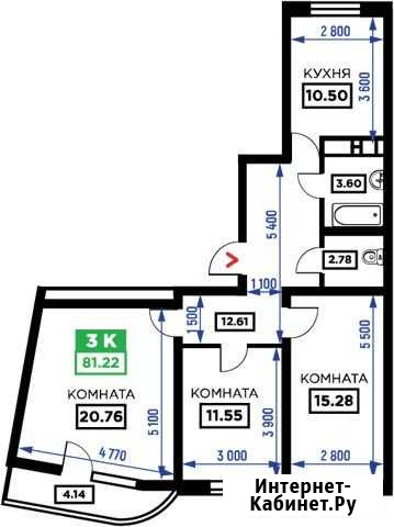 3-комнатная квартира, 81.2 м², 18/24 эт. на продажу в Краснодаре Краснодар - изображение 1