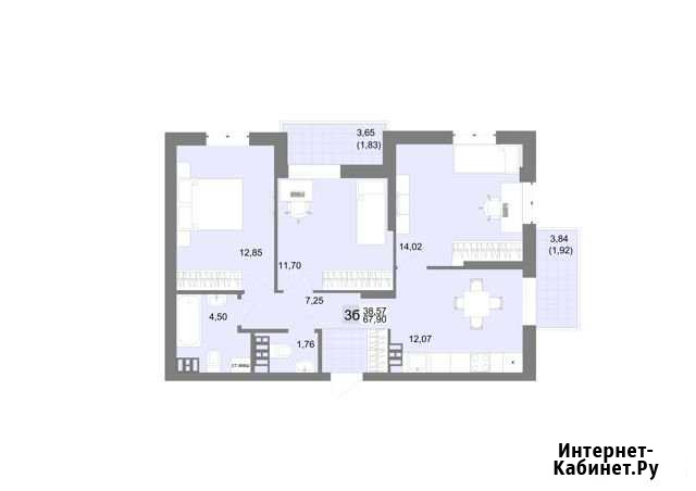 3-комнатная квартира, 67.9 м², 8/20 эт. на продажу в Екатеринбурге Екатеринбург - изображение 1