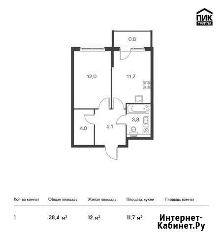 1-комнатная квартира, 38.4 м², 3/24 эт. на продажу в Санкт-Петербурге Санкт-Петербург - изображение 1