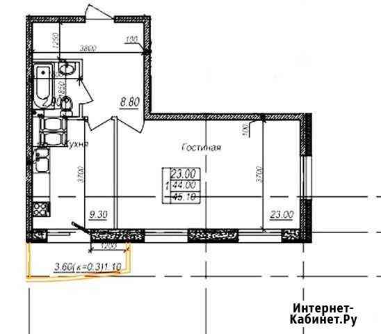 1-комнатная квартира, 45.1 м², 11/25 эт. на продажу в Санкт-Петербурге Санкт-Петербург