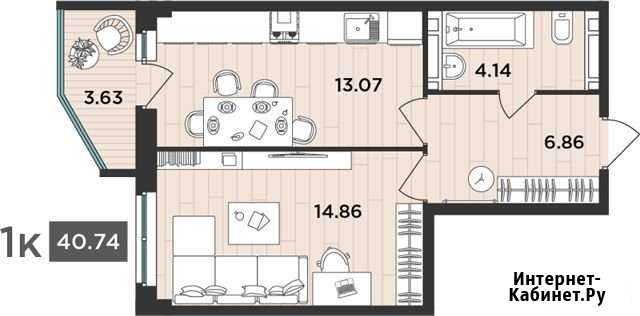 1-комнатная квартира, 40.7 м², 3/12 эт. на продажу в Архангельске Архангельск - изображение 1