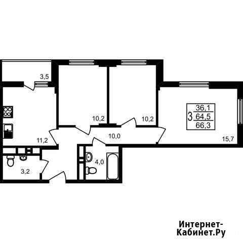 3-комнатная квартира, 66.3 м², 2/17 эт. на продажу в Мытищах Мытищи - изображение 1