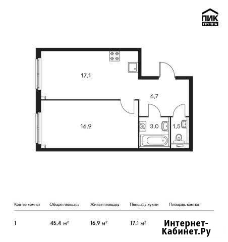 1-комнатная квартира, 45.4 м², 26/33 эт. на продажу в Москве Москва - изображение 1
