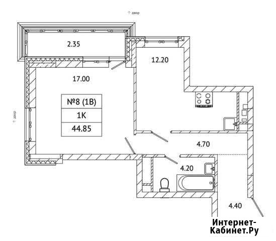1-комнатная квартира, 44.9 м², 1/5 эт. на продажу в Малаховке Малаховка - изображение 1