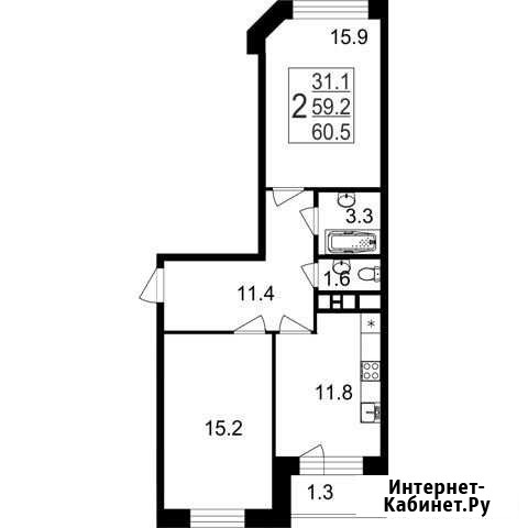 2-комнатная квартира, 60.5 м², 6/7 эт. на продажу в Мытищах Мытищи - изображение 1