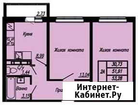 2-комнатная квартира, 54 м², 14/16 эт. на продажу в Чебоксарах Чебоксары - изображение 1