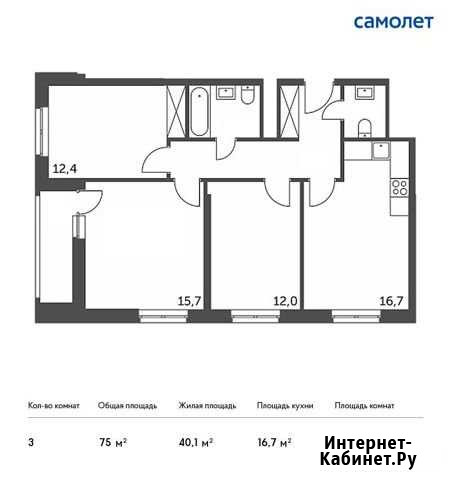 3-комнатная квартира, 75 м², 29/32 эт. на продажу в Одинцово Одинцово - изображение 1