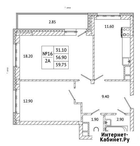 2-комнатная квартира, 59.8 м², 3/5 эт. на продажу в Малаховке Малаховка - изображение 1