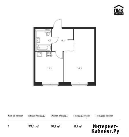 1-комнатная квартира, 39.5 м², 1/17 эт. на продажу в Андреевке Андреевка - изображение 1