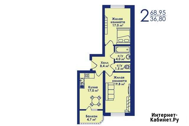 2-комнатная квартира, 69 м², 6/17 эт. на продажу в Котельниках Котельники - изображение 1