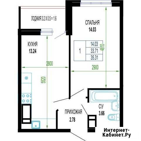 1-комнатная квартира, 35.3 м², 20/24 эт. на продажу в Краснодаре Краснодар - изображение 1