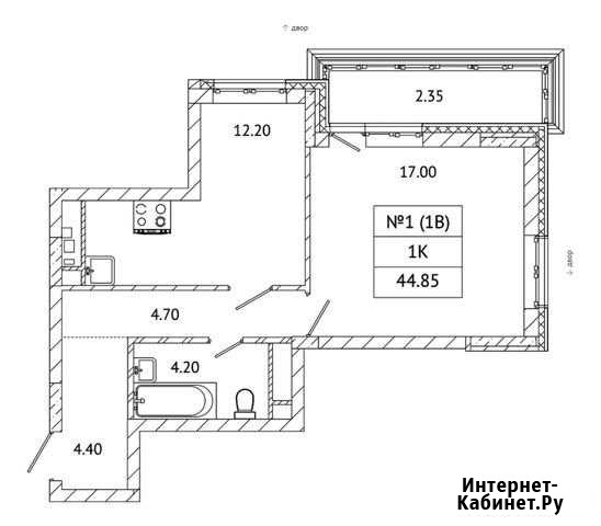 1-комнатная квартира, 44.9 м², 1/5 эт. на продажу в Малаховке Малаховка - изображение 1