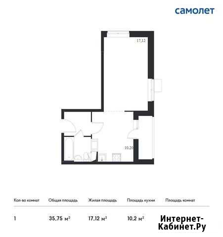 1-комнатная квартира, 35.8 м², 6/17 эт. на продажу в Томилино Томилино - изображение 1