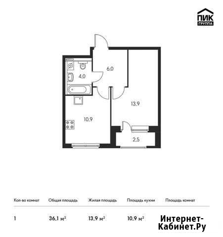 1-комнатная квартира, 35.8 м², 9/12 эт. на продажу в Санкт-Петербурге Санкт-Петербург - изображение 1