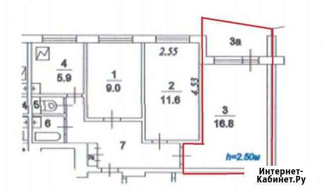 Комната 16.8 м² в 3-ком. кв., 7/9 эт. на продажу в Москве Москва - изображение 1