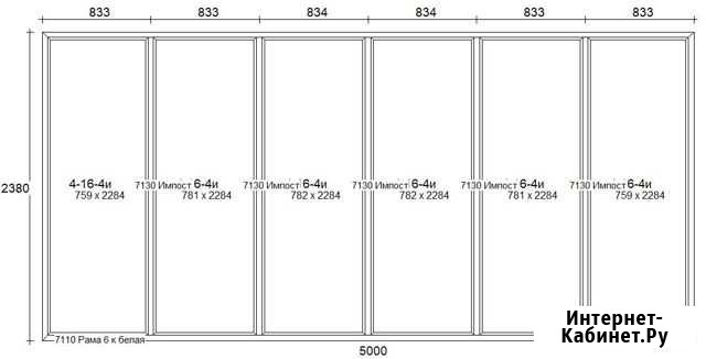 Окна пластиковые витражные 5000*2380 под заказ Калининград - изображение 1