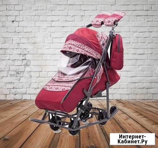 Санки Коляска прогулочная скандинавия цвет бордо Нижний Новгород - изображение 1