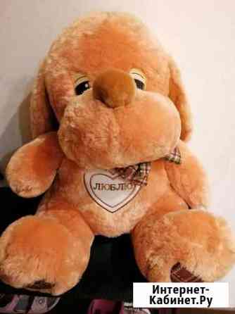 Игрушка мягкая собака рыжая с надписью люблю Архангельск