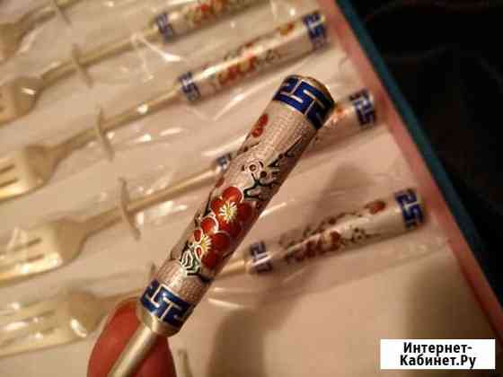 Набор ложек и вилок серебро с эмалью Южная Корея Волгоград