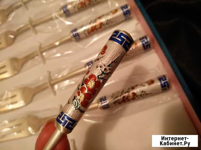 Набор ложек и вилок серебро с эмалью Южная Корея Волгоград - изображение 1