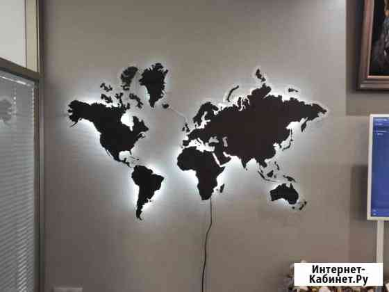 Карта из дерева с подсветкой Ростов-на-Дону