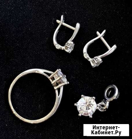 Комплект классика 925пр кольцо/сережки/подвеска Липецк - изображение 1