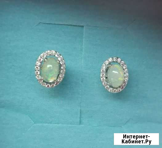 Серебряные серьги с натуральным опалом Мурино - изображение 1