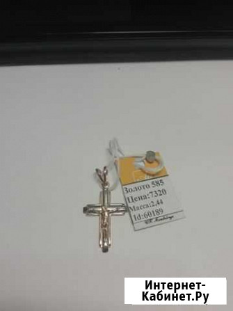 Крест нательный с белой вст. Золото 585пр(ет60189) Курск - изображение 1