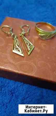 Золотые серьги и кольцо Тюмень