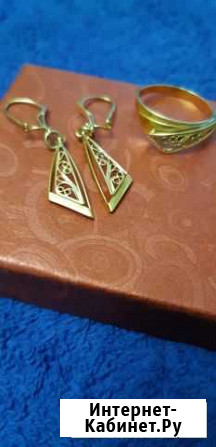 Золотые серьги и кольцо Тюмень - изображение 1