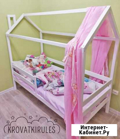 Детская кроватка домик с крышей и трубой Ковров - изображение 1