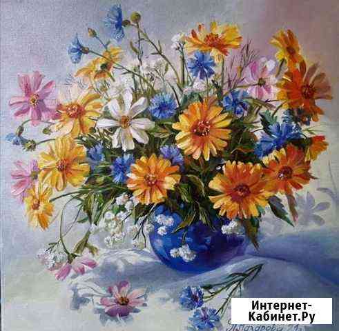 Картина маслом на холсте цветы,Букет с календулой Санкт-Петербург